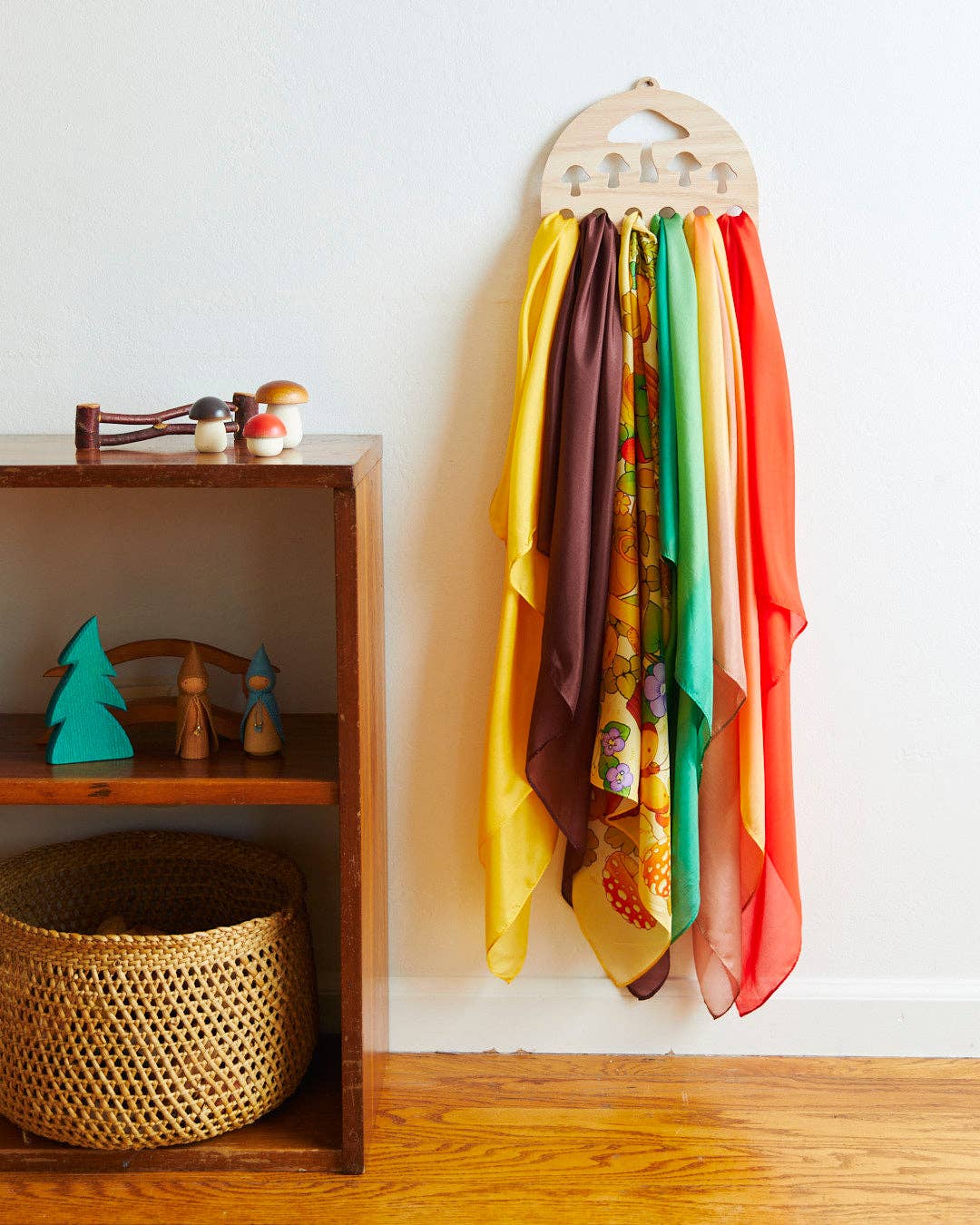 Wooden Mushroom Display for Playsilks, Cloth, Waldorf Toys