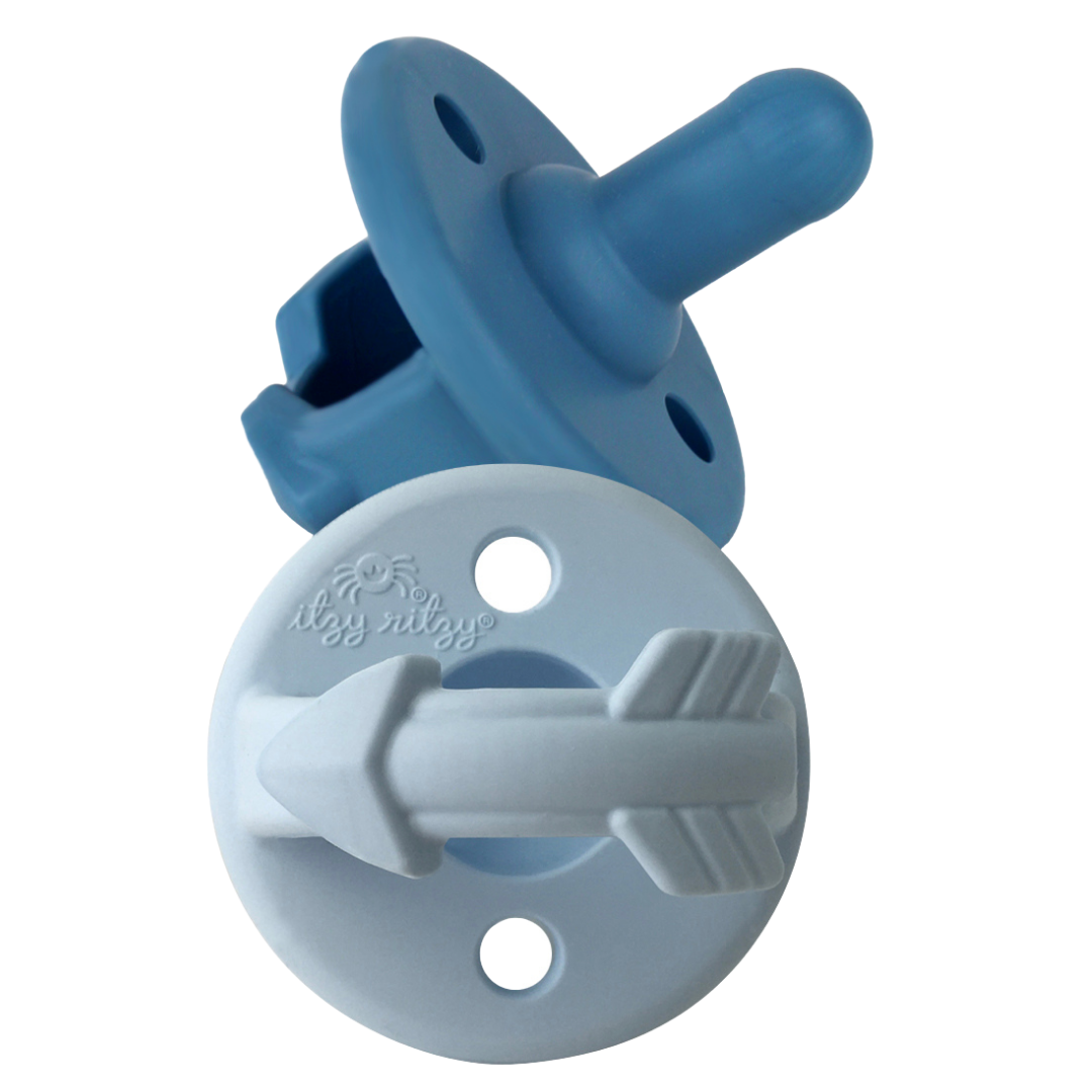 Sweetie Soother™ Pacifier Sets (2-pack): Robin's Egg Blue + Navy Cables