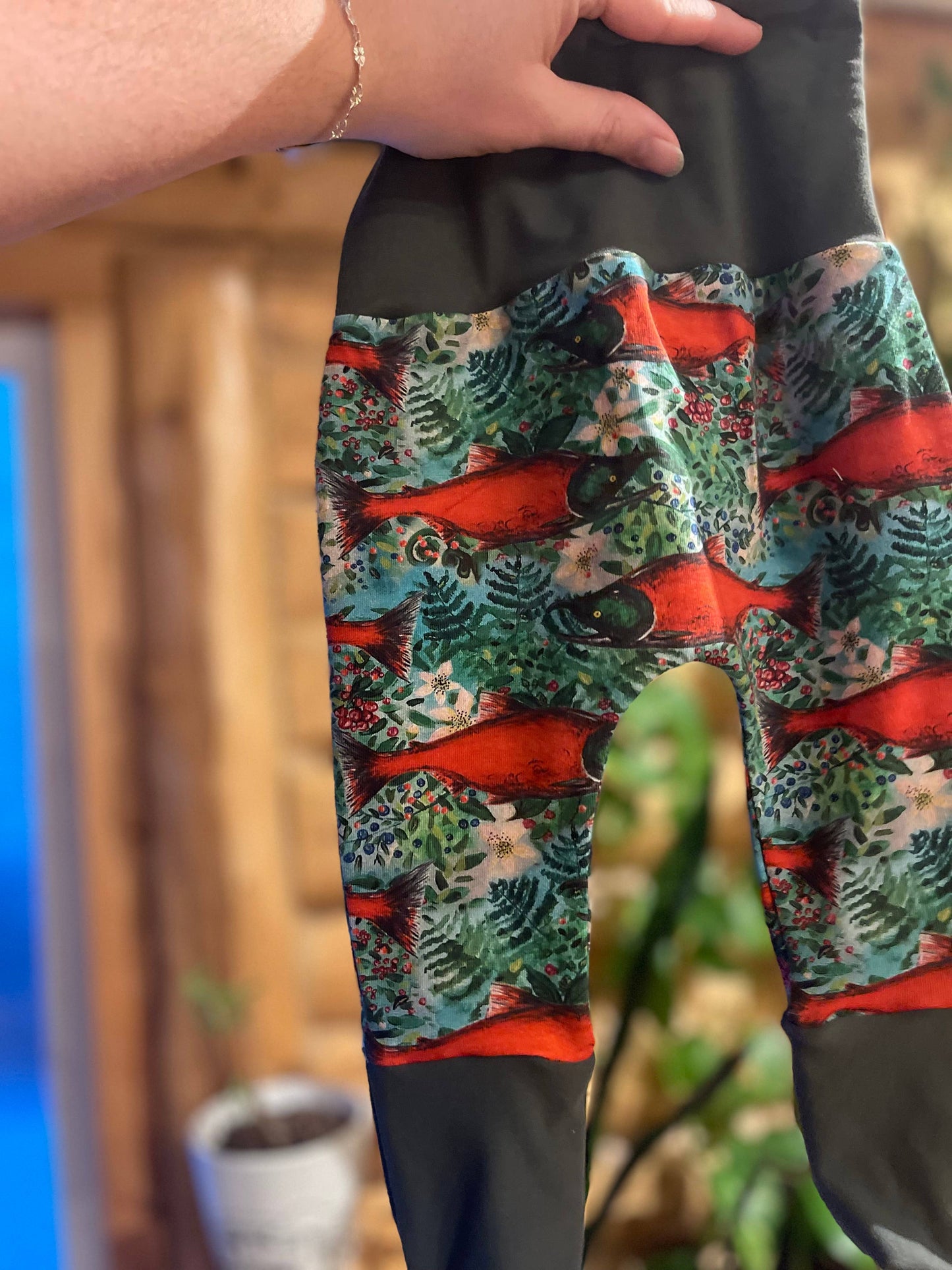 Grow with me Joggers Salmon Alaska Ferns Toddlers Pants : 12m-3t