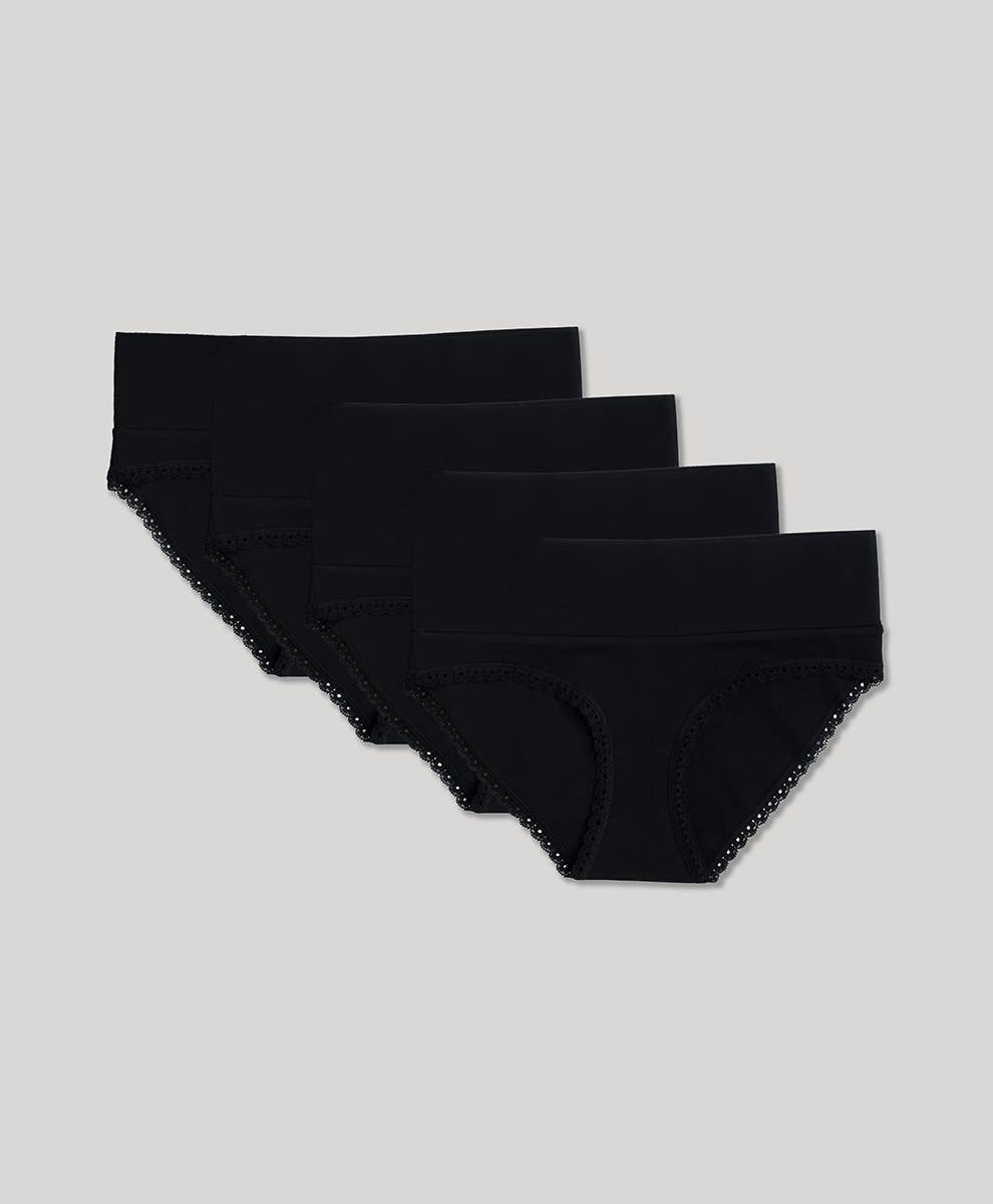 Women's Maternity Foldover Hipster 4-Pack: Black / Small