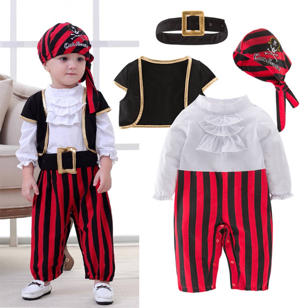 Cap'N Stinker Pirate Halloween Little Boy 4pcs Costume Set: 2-3T
