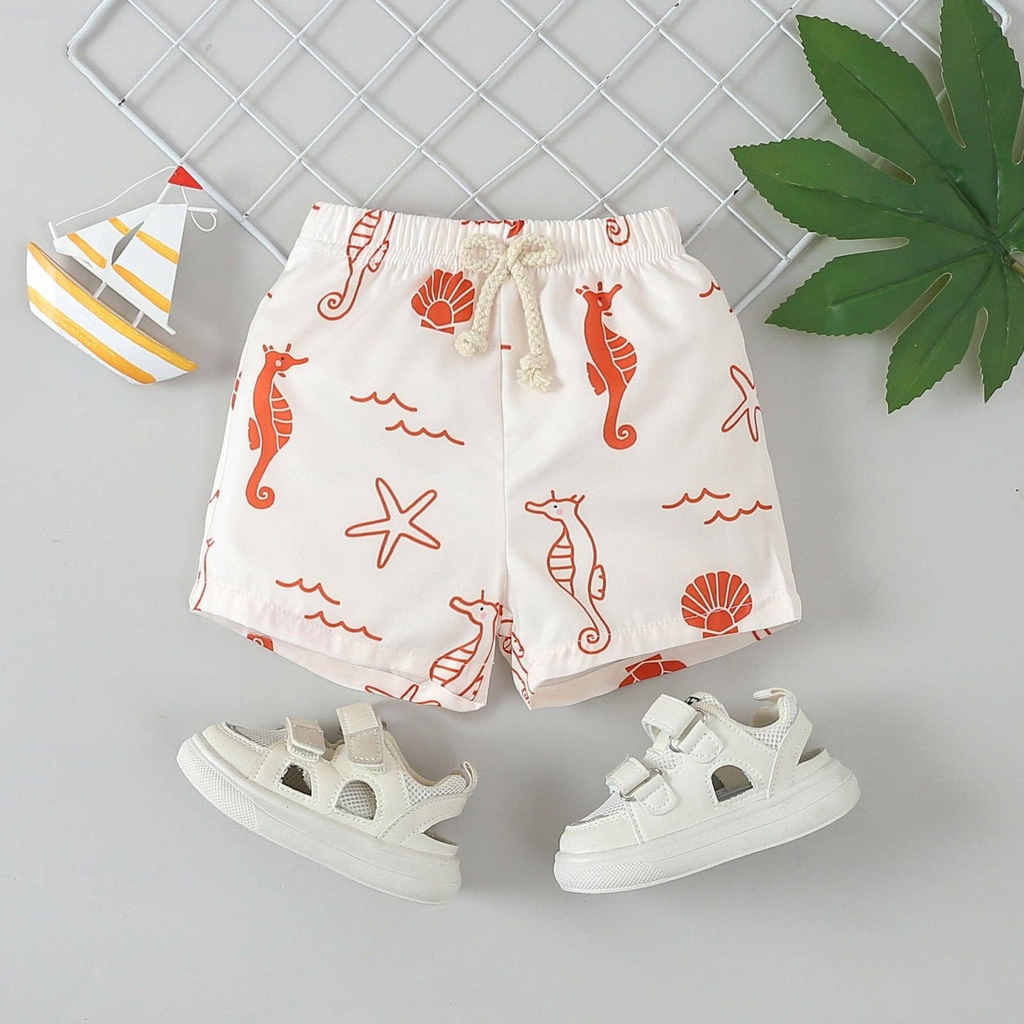 9M-4Y Toddler Boys Starfish Print Beach Shorts Wholesale Boys Clothing V3824031300090: Pattern 3 / 18-24months