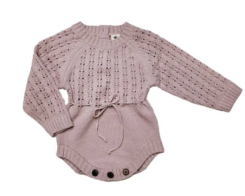 Zoya Cotton Sweater Romper Baby Outfit.: CREAM / 12-18M
