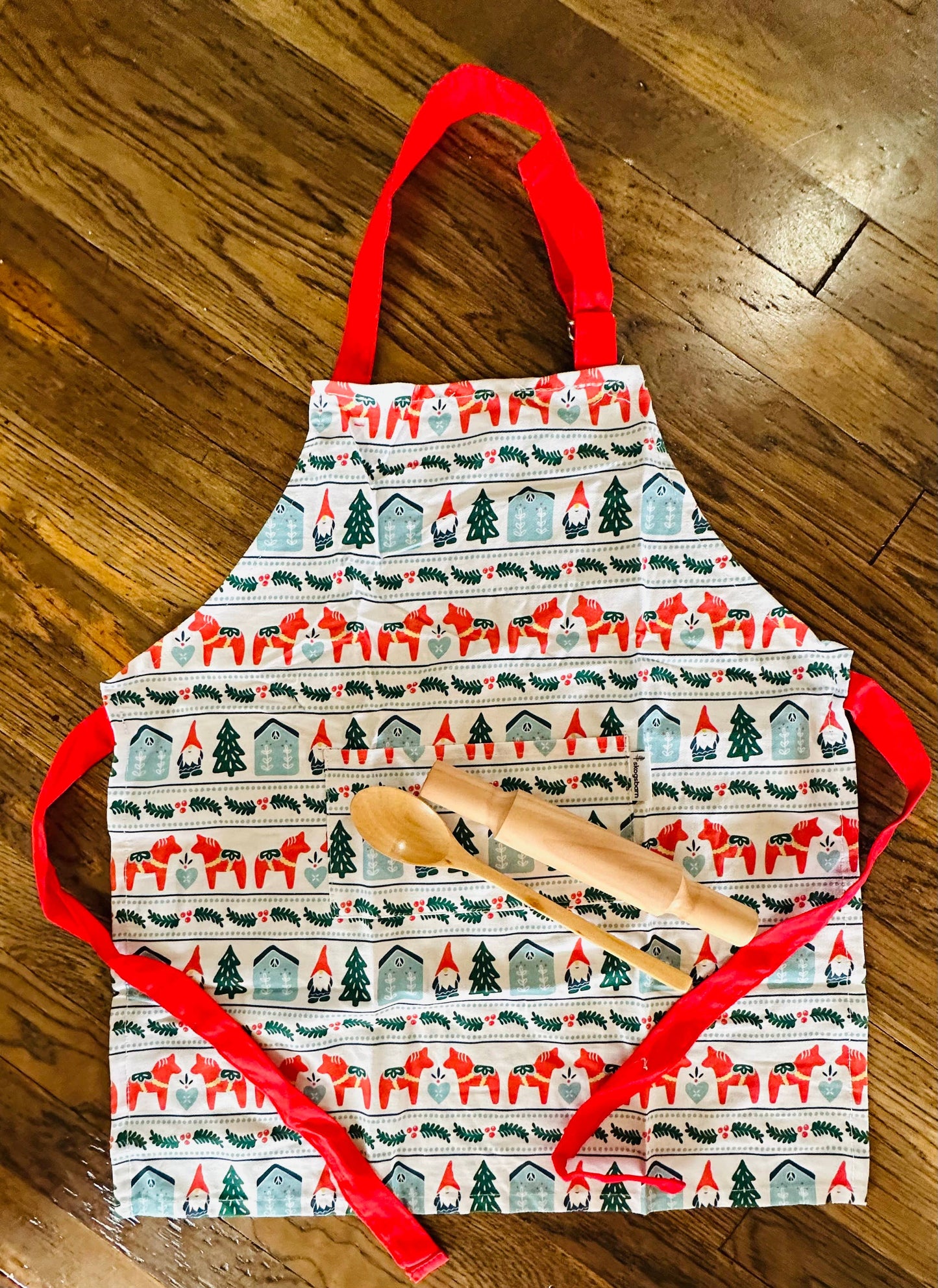 Dala Horse and Gnome Cotton Children's Cooking Apron