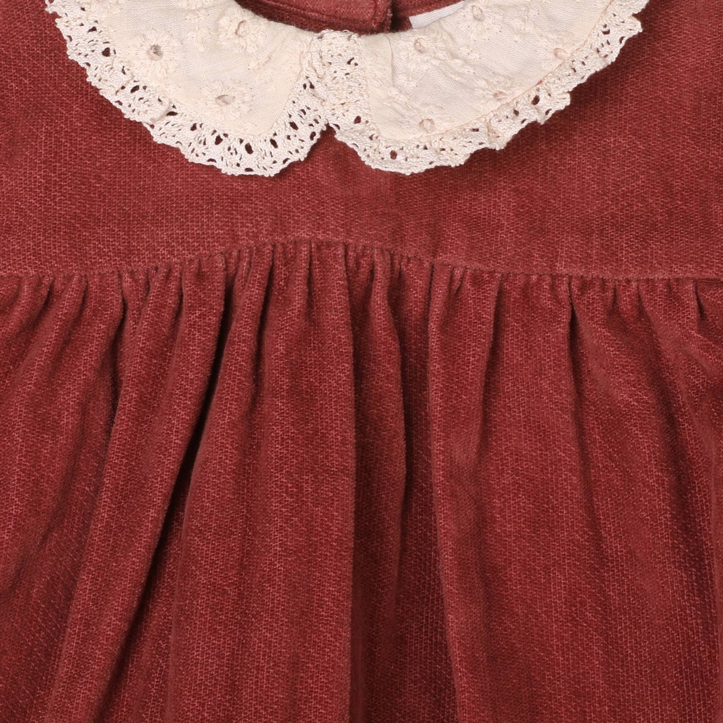 Lace Collar Velvet Baby Girl Dress & Bloomer Set (Organic): Apple Butter / 3-6M
