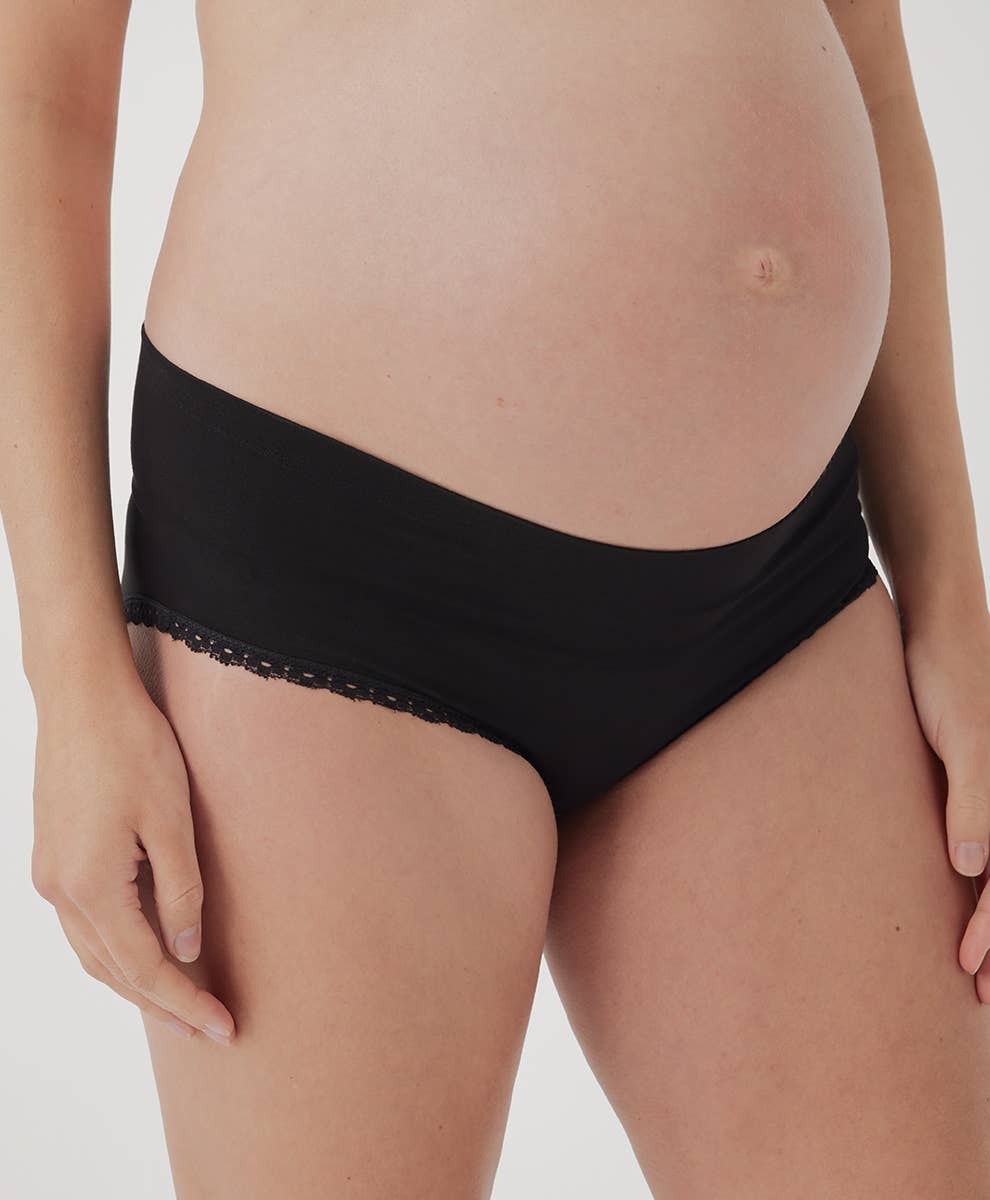 Women's Maternity Foldover Hipster 4-Pack: Black / Small