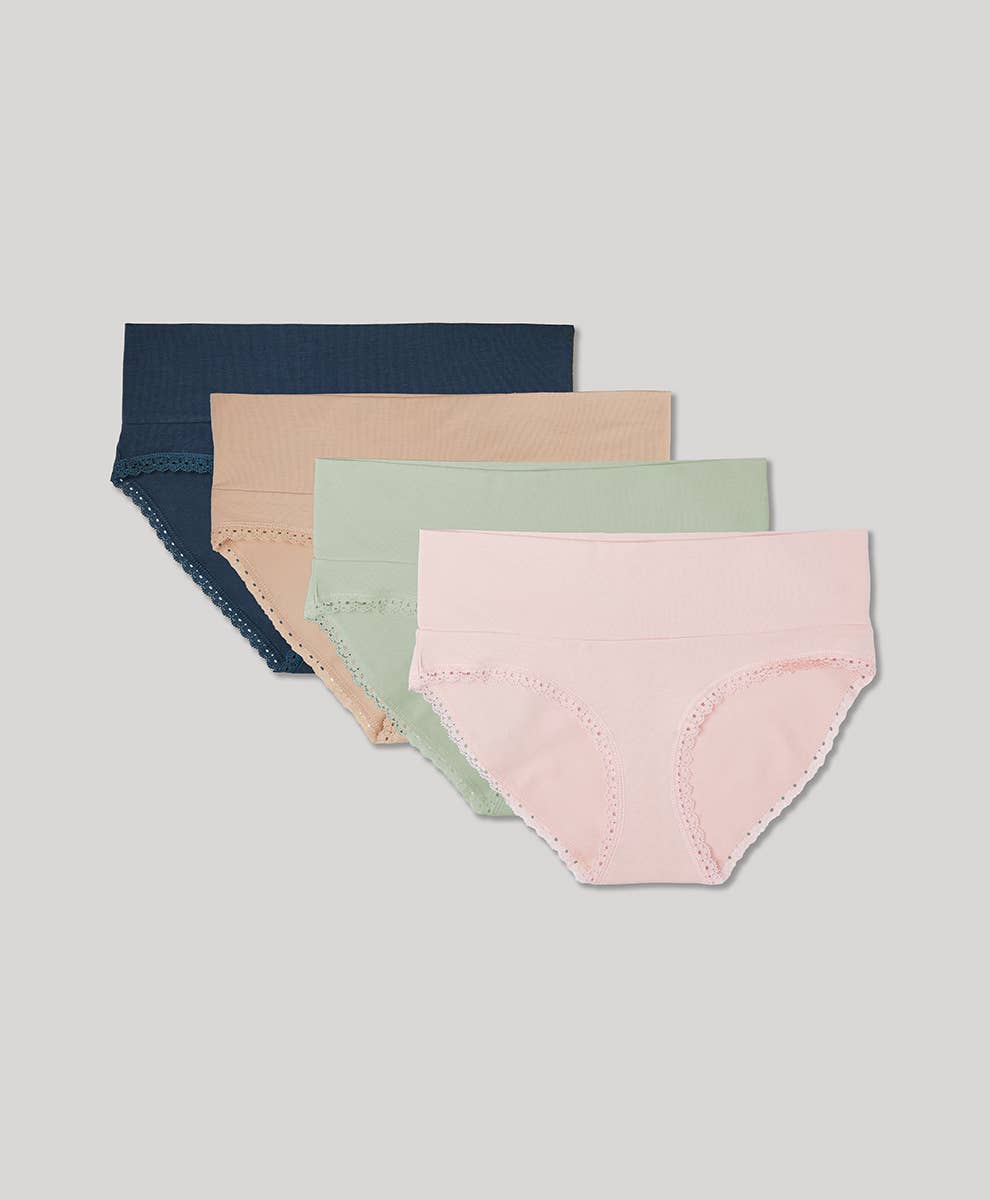 Women's Maternity Foldover Hipster 4-Pack: Spring Brights / X-Large