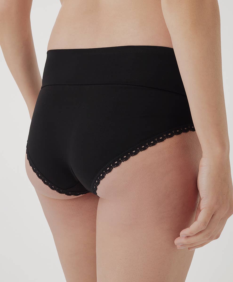 Women's Maternity Foldover Hipster 4-Pack: Black / Small