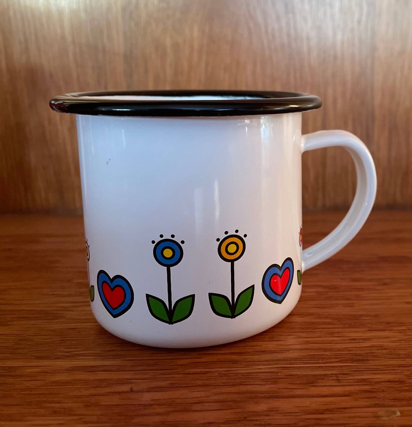 Folk Flower 12oz Enamel Mug: 12oz