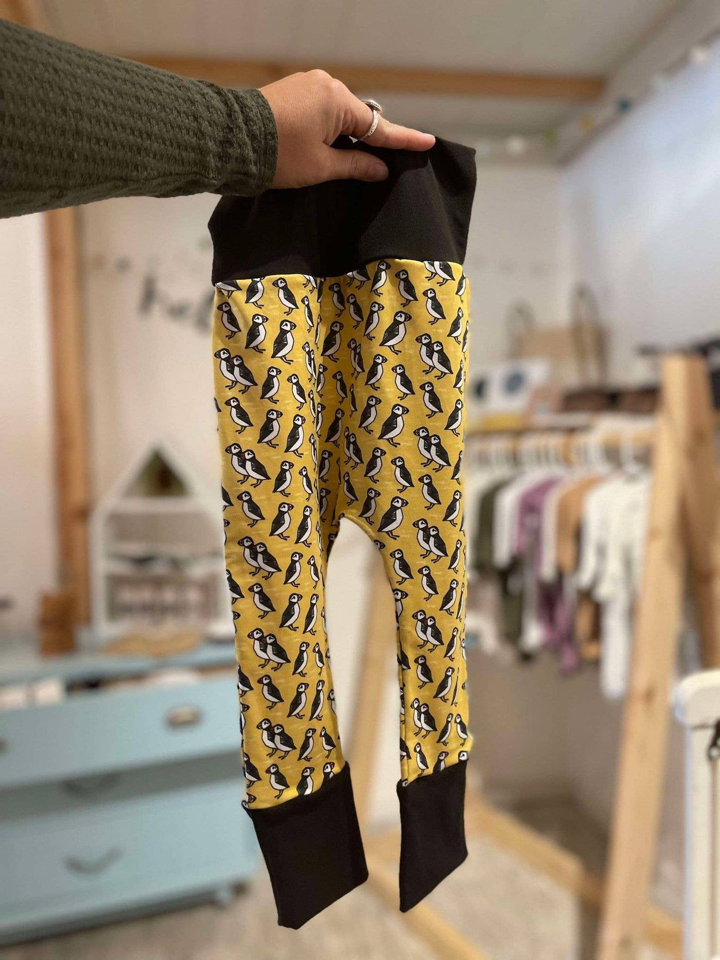 Grow with me Joggers Yellow Puffins Toddlers Pants: 3t-5t