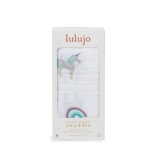 Classic Muslin Swaddle- Rainbows & Unicorns