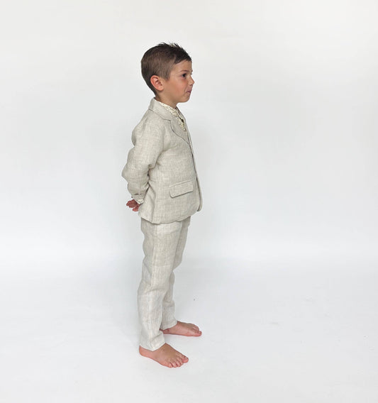 Boys Linen Suit BLAZER+PANTS Formal Wedding 2PC SET| Cyrus: 3/4T