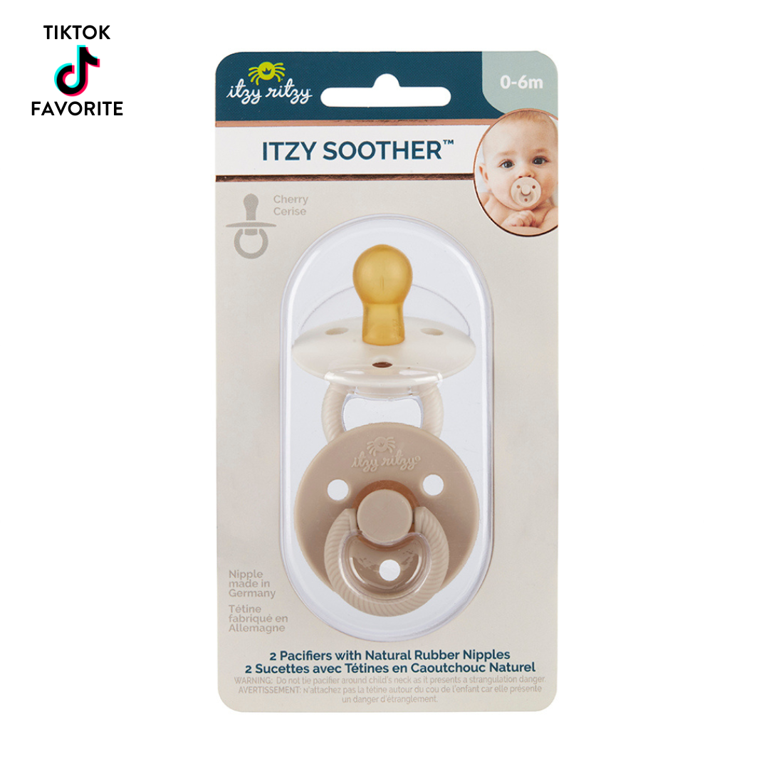 Itzy Soother™ Natural Rubber Paci Sets: Coconut + Toast 0-6