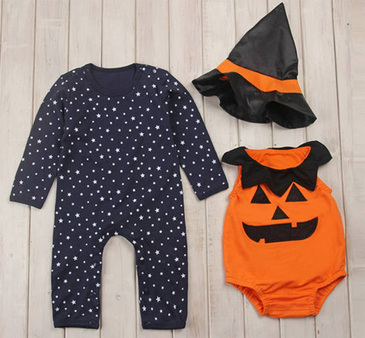 Pumpkin Halloween 3pcs Baby Costume Set: 6-12m