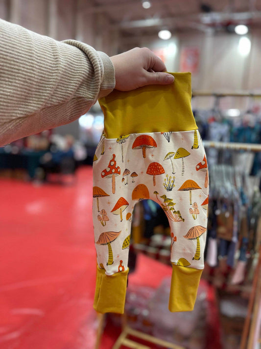 Grow with me Joggers Mustard Mushrooms Toddler Pants: 3t-5t
