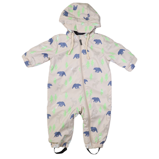 Bear Colour Change Sherpa Lined Zip Rain Suit Tapioca: Tapioca / 12-18M