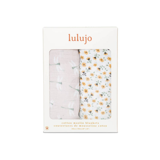 2-pack Cotton Swaddles - Vintage Floral / Dragonfly