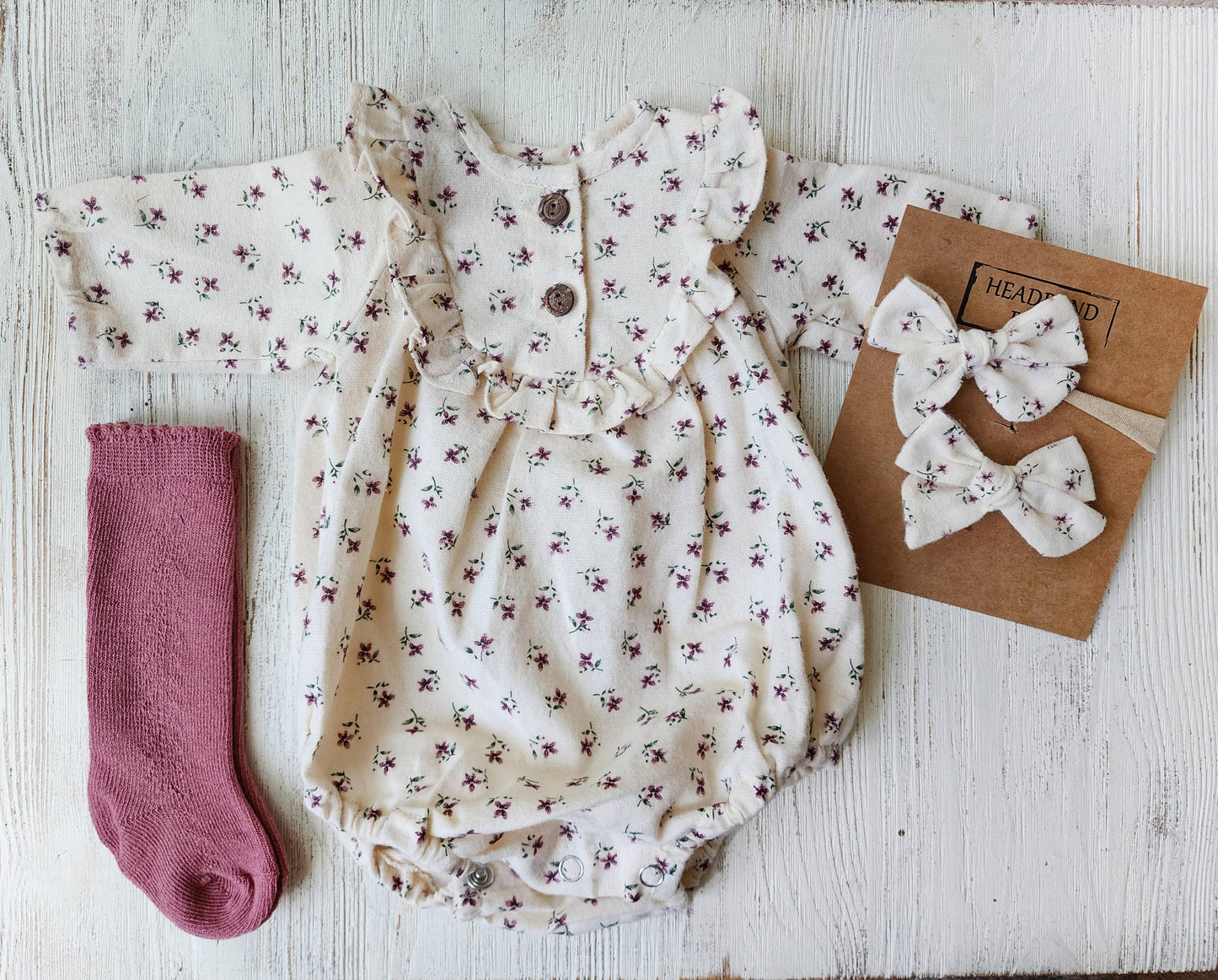 Baby Girl Soft Cotton Bubble Romper ruffle | Claudia + Bow: 18-24M