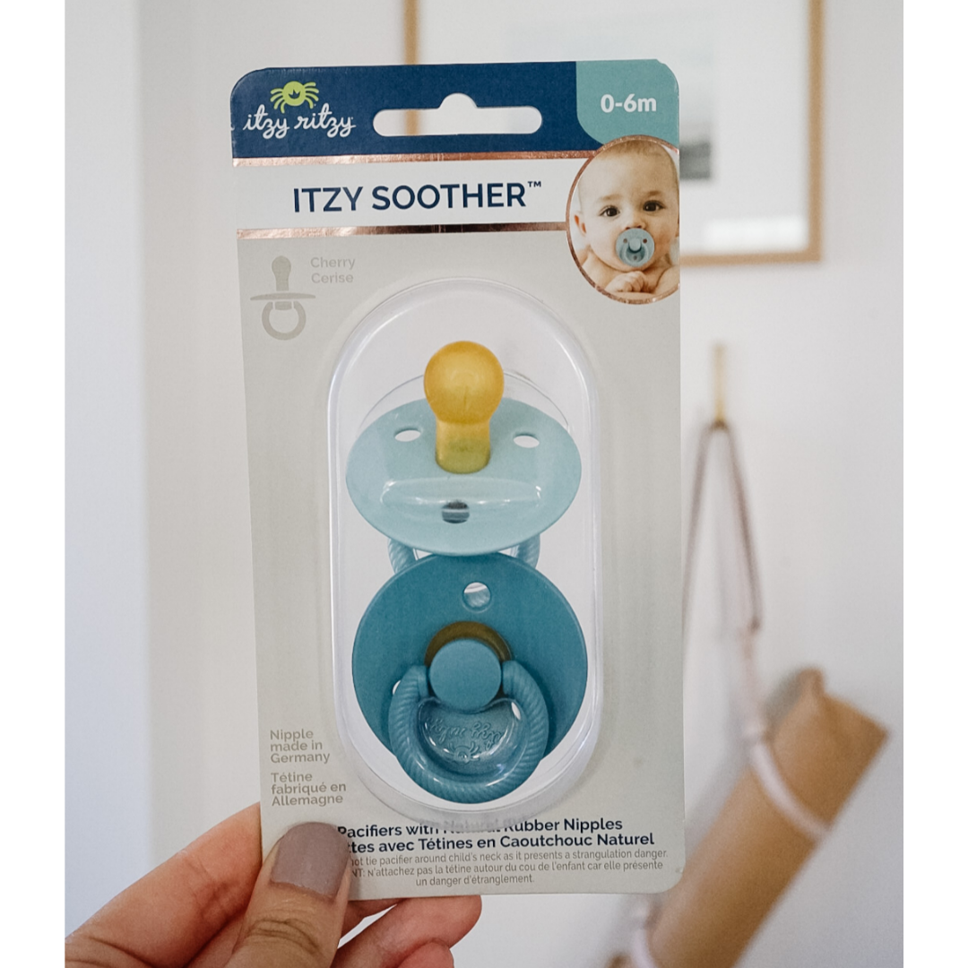 Itzy Soother™ Natural Rubber Paci Sets: Coconut + Toast 0-6
