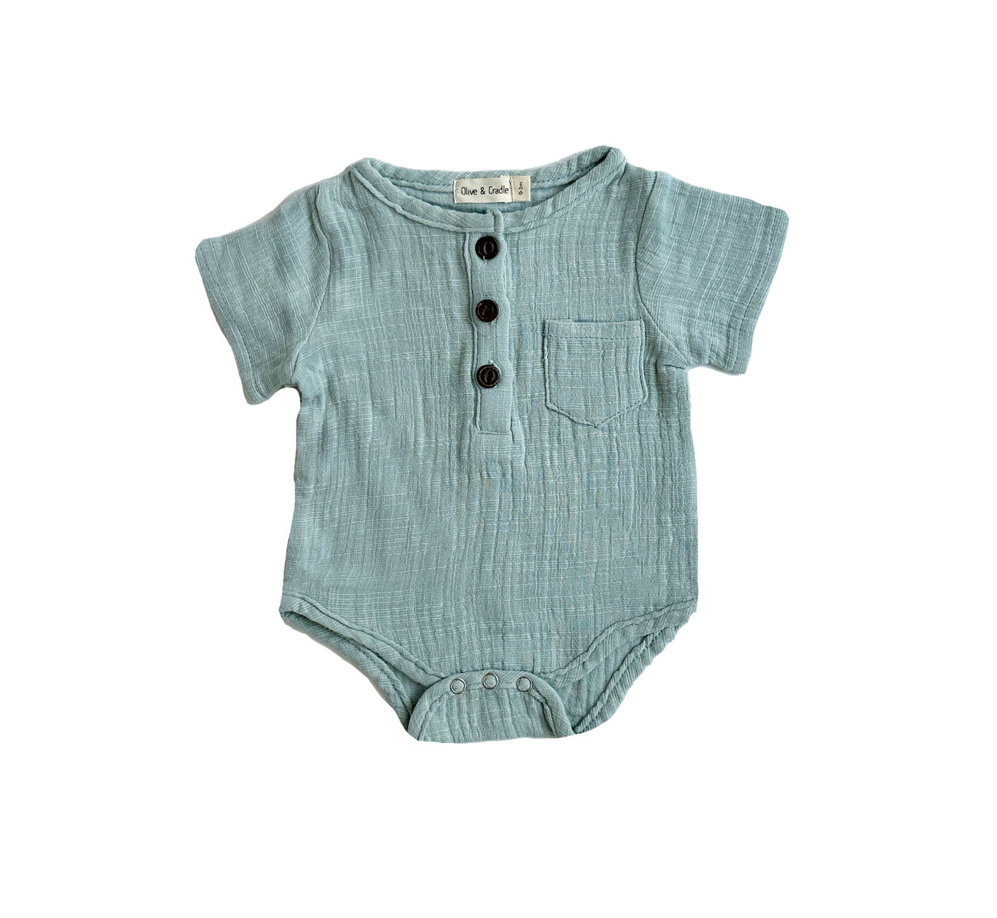 Boys dress shirt short sleeve Muslin Infant or kids | Arlo : Ocean blue / 3-6m