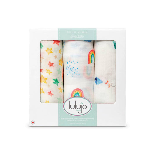 3 Pack Bamboo Swaddles - High in the Sky
