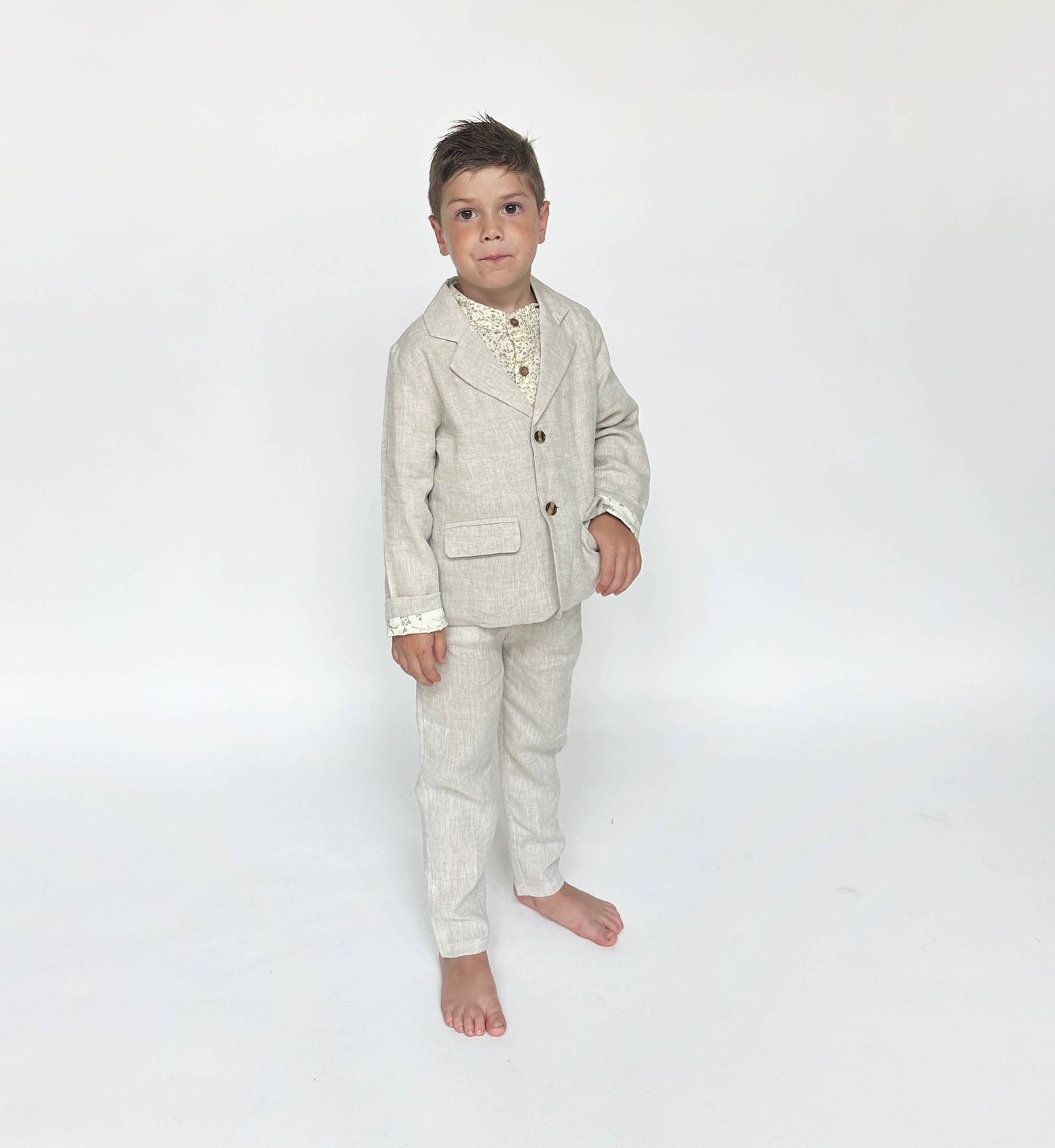 Boys Linen Suit BLAZER+PANTS Formal Wedding 2PC SET| Cyrus: 2T