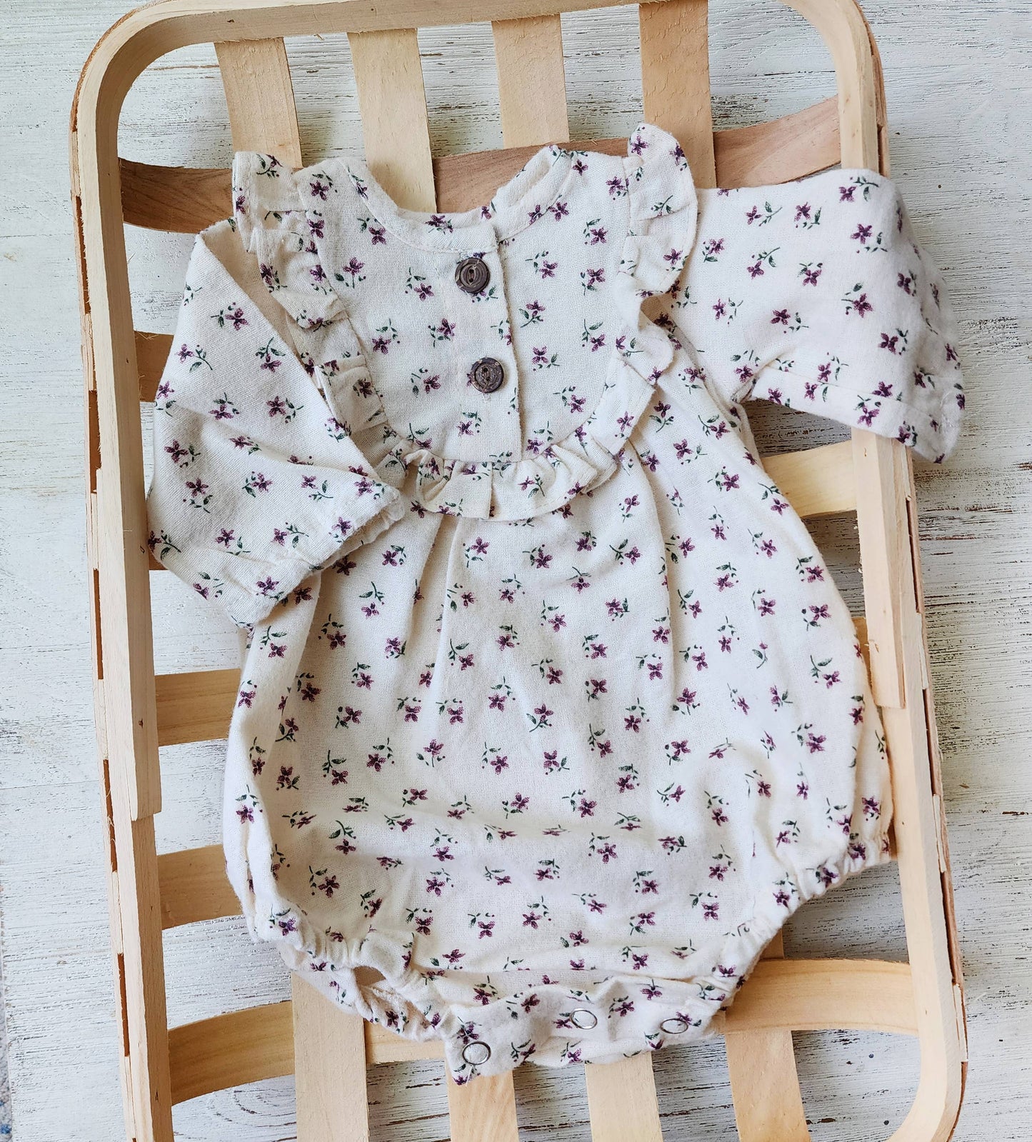 Baby Girl Soft Cotton Bubble Romper ruffle | Claudia + Bow: 18-24M