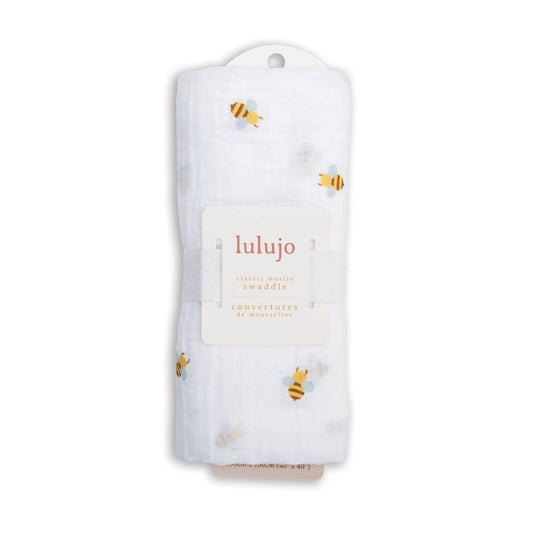 Muslin Cotton Swaddle Blanket - Large - Bees