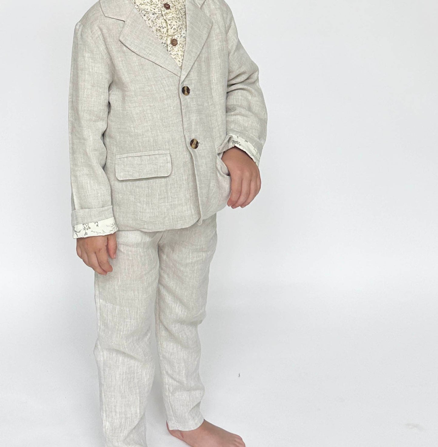 Boys Linen Suit BLAZER+PANTS Formal Wedding 2PC SET| Cyrus: 6-12M