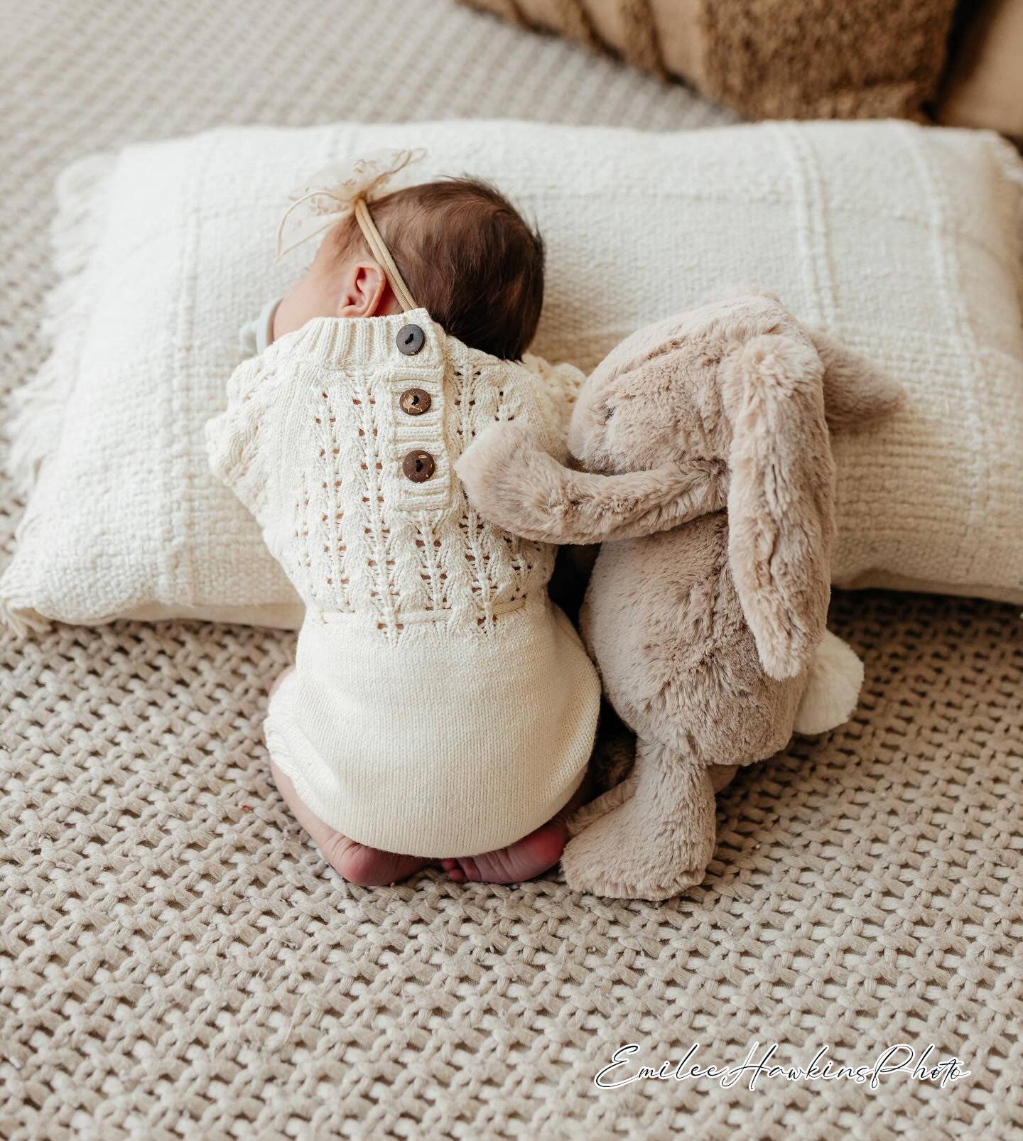 Zoya Cotton Sweater Romper Baby Outfit.: CREAM / 0-3M