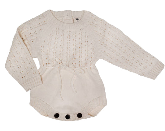 Zoya Cotton Sweater Romper Baby Outfit.: CREAM / Preemie