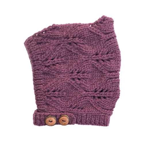 Plum Merino Wool Knit Bonnet: 0-6 months