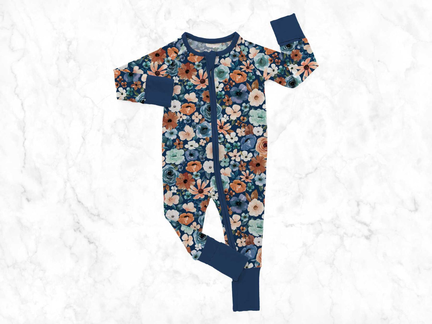 Rust and Royal Fall Floral Grow-with-me Zippy/2 Piece PJ