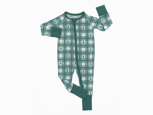 Green Plaid Grow-with-me Zippy/2 Piece PJ