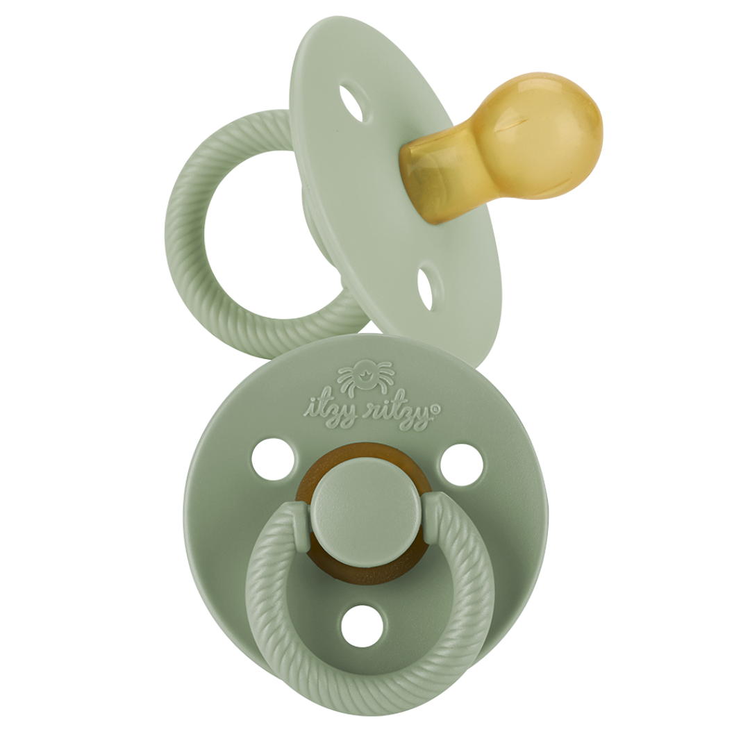 Itzy Soother™ Natural Rubber Paci Sets: Coconut + Toast 0-6