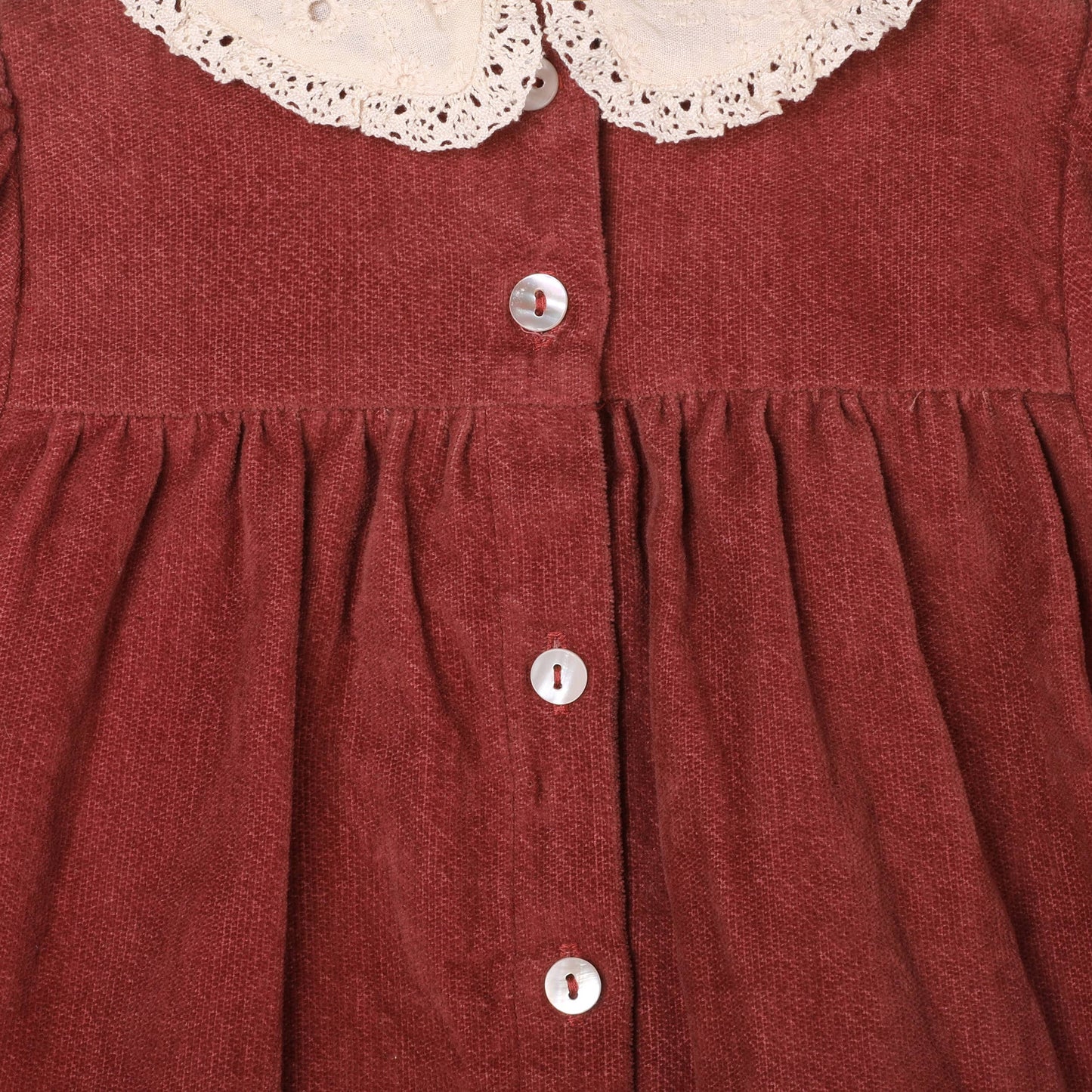Lace Collar Velvet Baby Girl Dress & Bloomer Set (Organic): Apple Butter / 3-6M