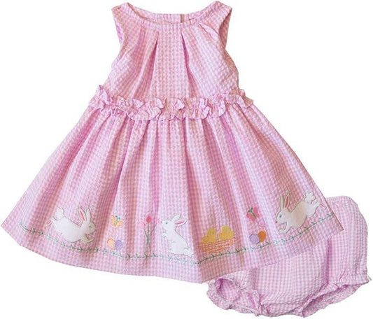 Good Lad Newborn/Infant Baby Girls Pink Seersucker Dress: 3-6M