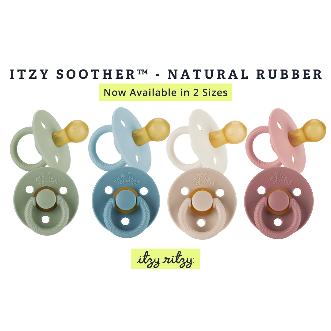 Itzy Soother™ Natural Rubber Paci Sets: Coconut + Toast 6-18 M