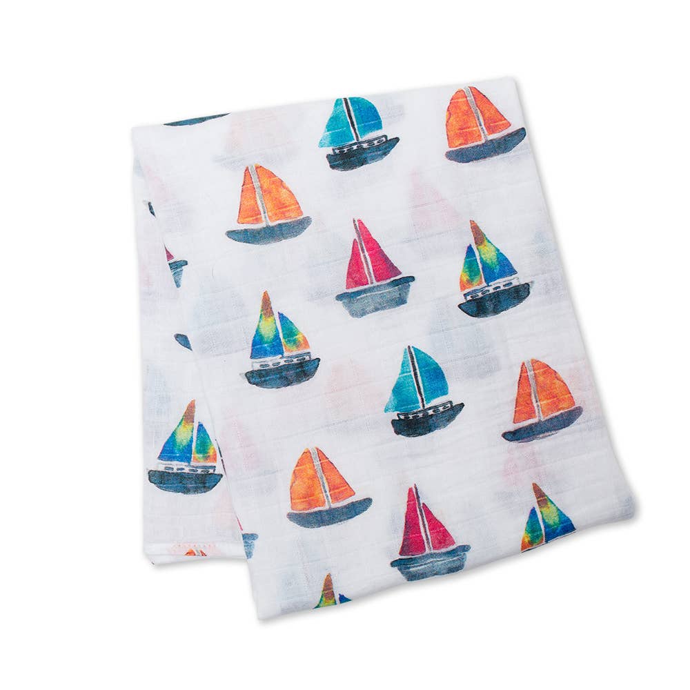 Classic Muslin Swaddle - Sailboats