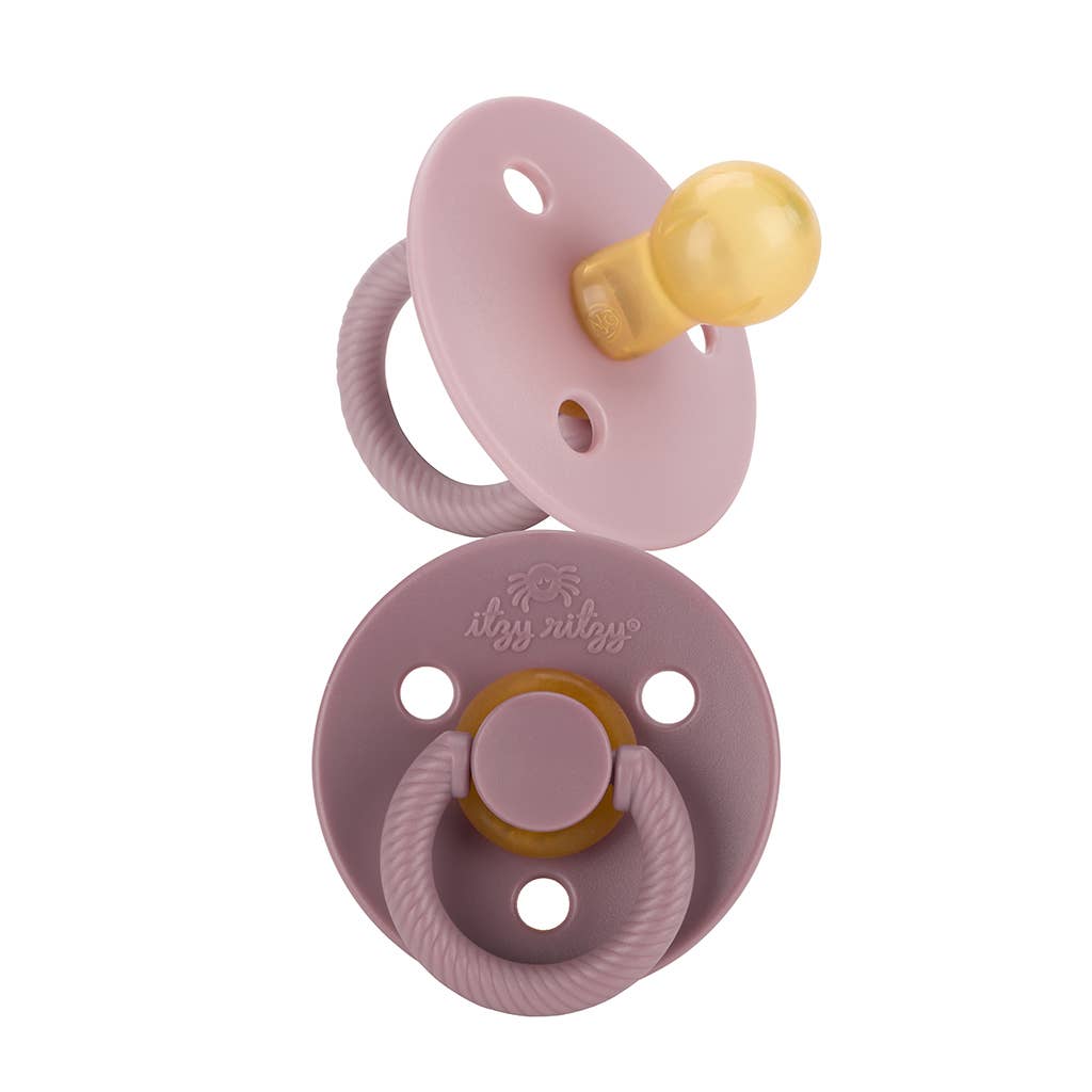 Itzy Soother™ Natural Rubber Paci Sets: Coconut + Toast 6-18 M
