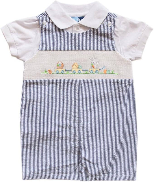 Good Lad Newborn/Infant Boys Two Piece Smocked Shortall Set : 12M