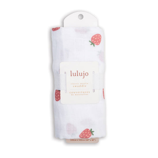 Muslin Cotton Swaddle Blanket - Large - Strawberries