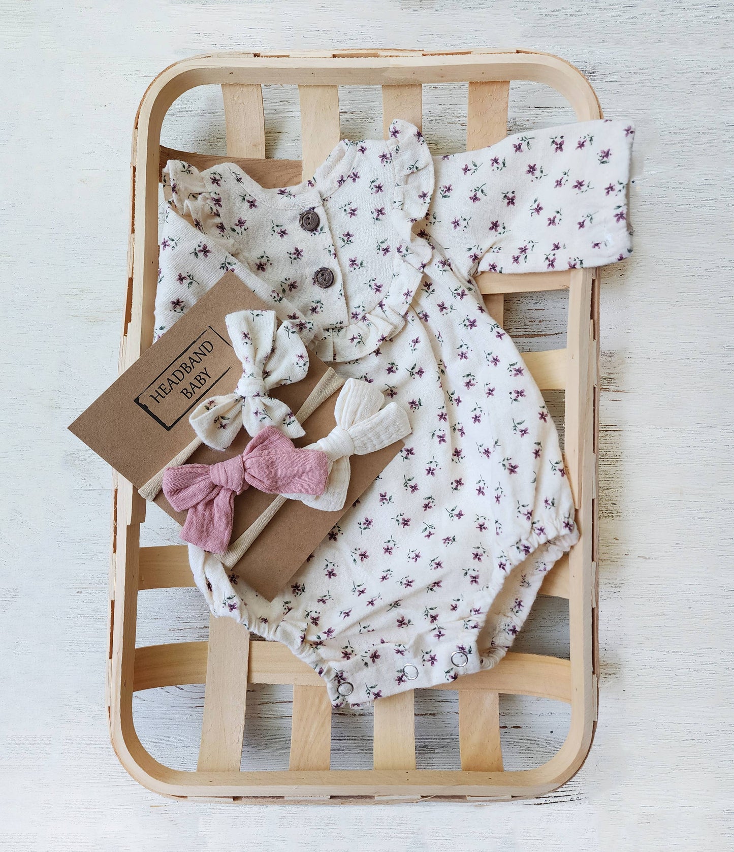 Baby Girl Soft Cotton Bubble Romper ruffle | Claudia + Bow: NB